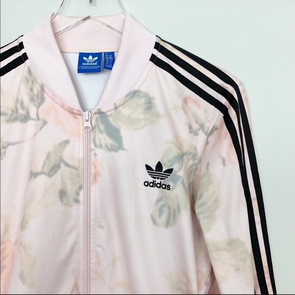 Adidas | Pastel Rose Track Jacket Floral Pink M - Picture 3 of 7